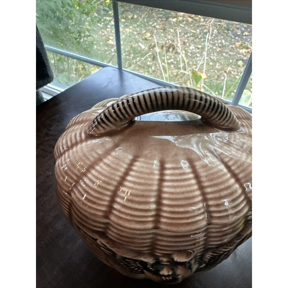 VintagePottery American Eagle Basket Cookie Jar Collectible 10.5 USA Cottagecore